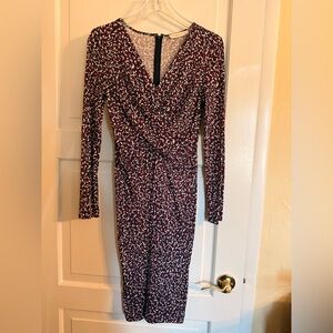Tory Burch Burgundy and White Long Sleeve Dress